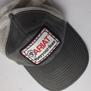 ARIAT #Payyourdues Gray Patch Hat Mesh Back Snapback